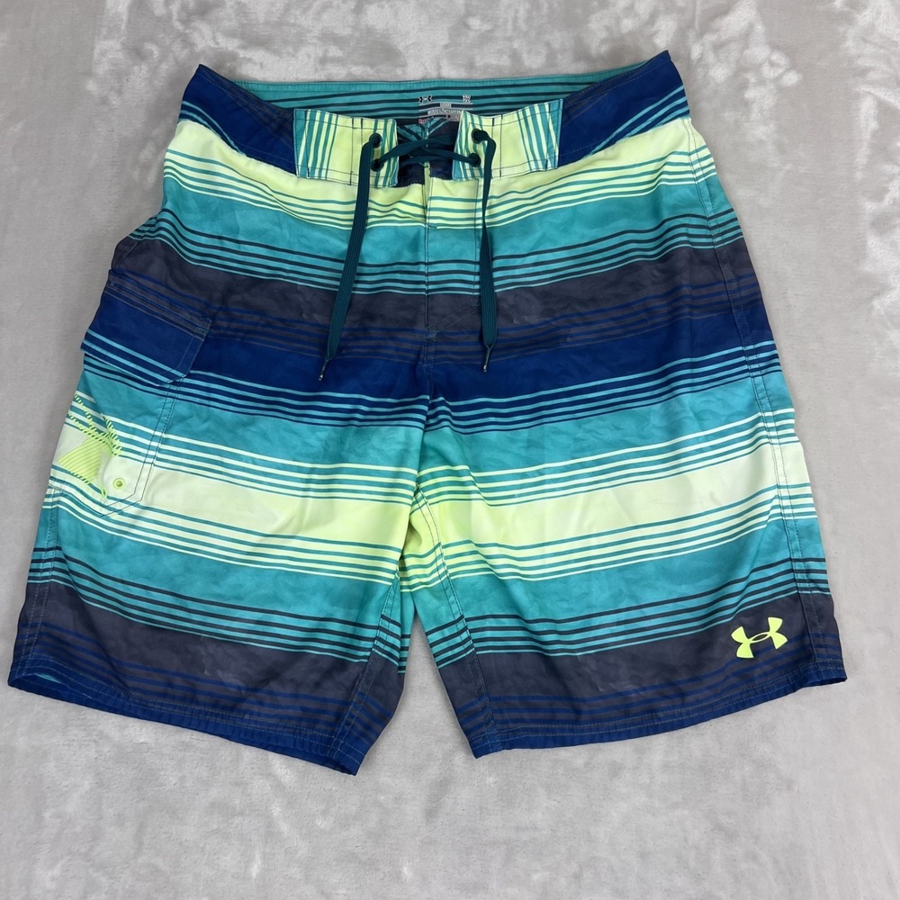 Under Armour Board Shorts Mens 32 Blue Loose Heatgear Swim Surf Beach Quick Dry